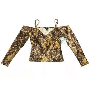 NWT Guess LS Huntley Cropped Top Octane Snake Print